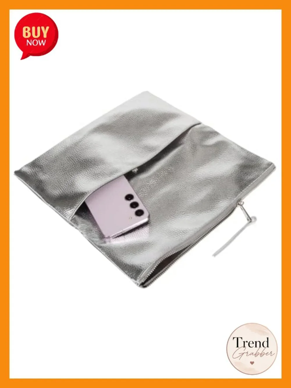 Faux Leather Zipper Foldover Clutch Purse with Tassel